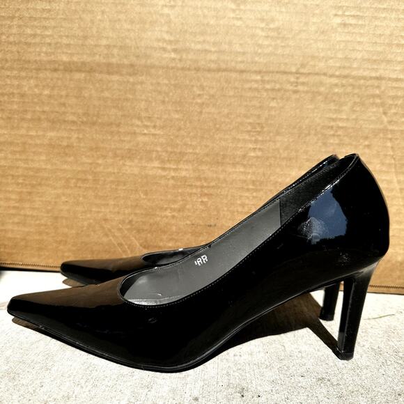 Lauren Ralph Lauren Pumps Heels Patent Leather Pointed Toe Slip On Black 8 - Picture 3 of 6